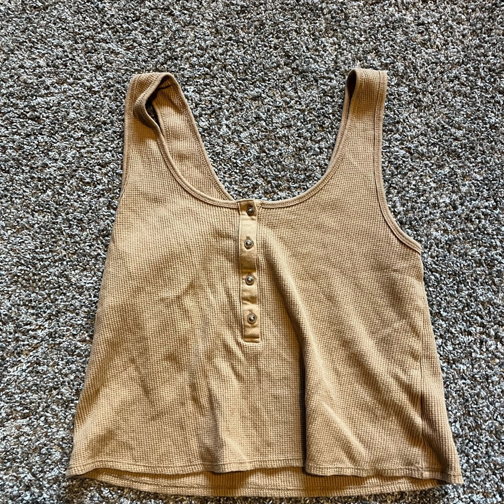 Old Navy Tan Crop Tank Top with Button Details